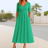 Lova™ | Sommarklänning med omlottdesign och korta ärmar