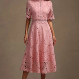 Violette™ | Klänning med Blommigt Broderi