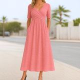 Lova™ | Sommarklänning med omlottdesign och korta ärmar