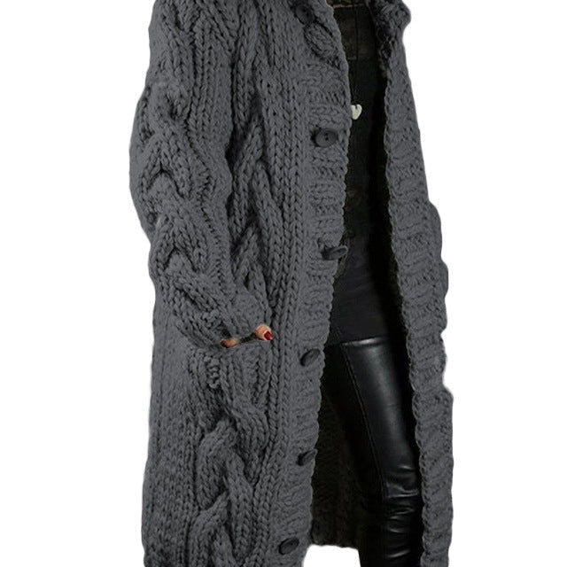 Elena™ | Lång kofta med Klassisk Kabelstickning