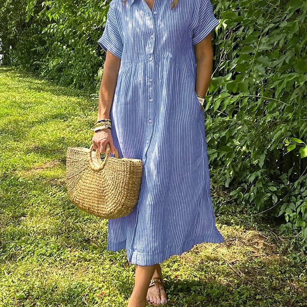 Wilma™ | Randig skjortklänning med tidlös elegans