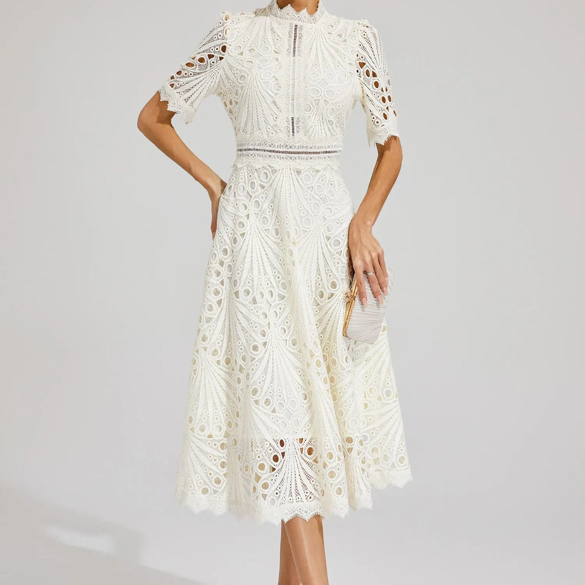 Violette™ | Klänning med Blommigt Broderi