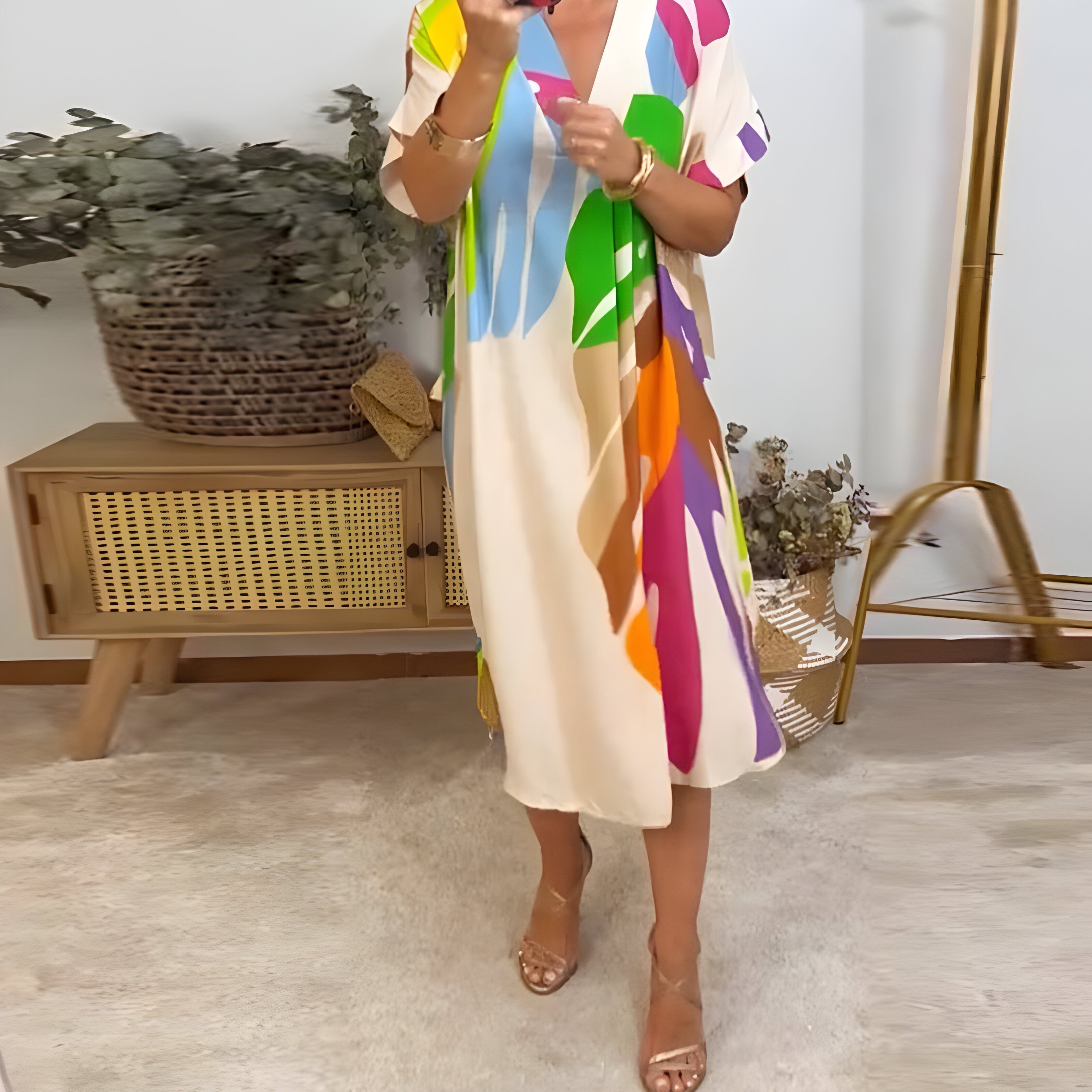 Tuva™ | Ibiza-inspirerad sommarklänning med bladmotiv