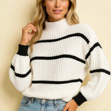 Devina | Randig tröja med ståkrage