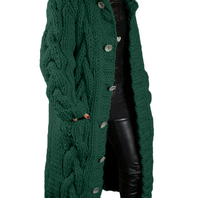 Elena™ | Lång kofta med Klassisk Kabelstickning