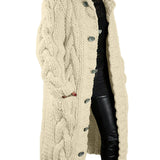 Elena™ | Lång kofta med Klassisk Kabelstickning