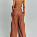 Helena™ | Brun Halter Jumpsuit