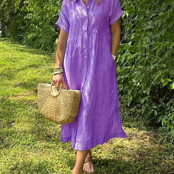 Wilma™ | Randig skjortklänning med tidlös elegans