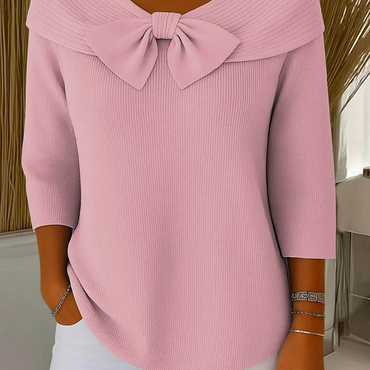Ellinor™ | Damtröja med Slips och Rund Halsringning