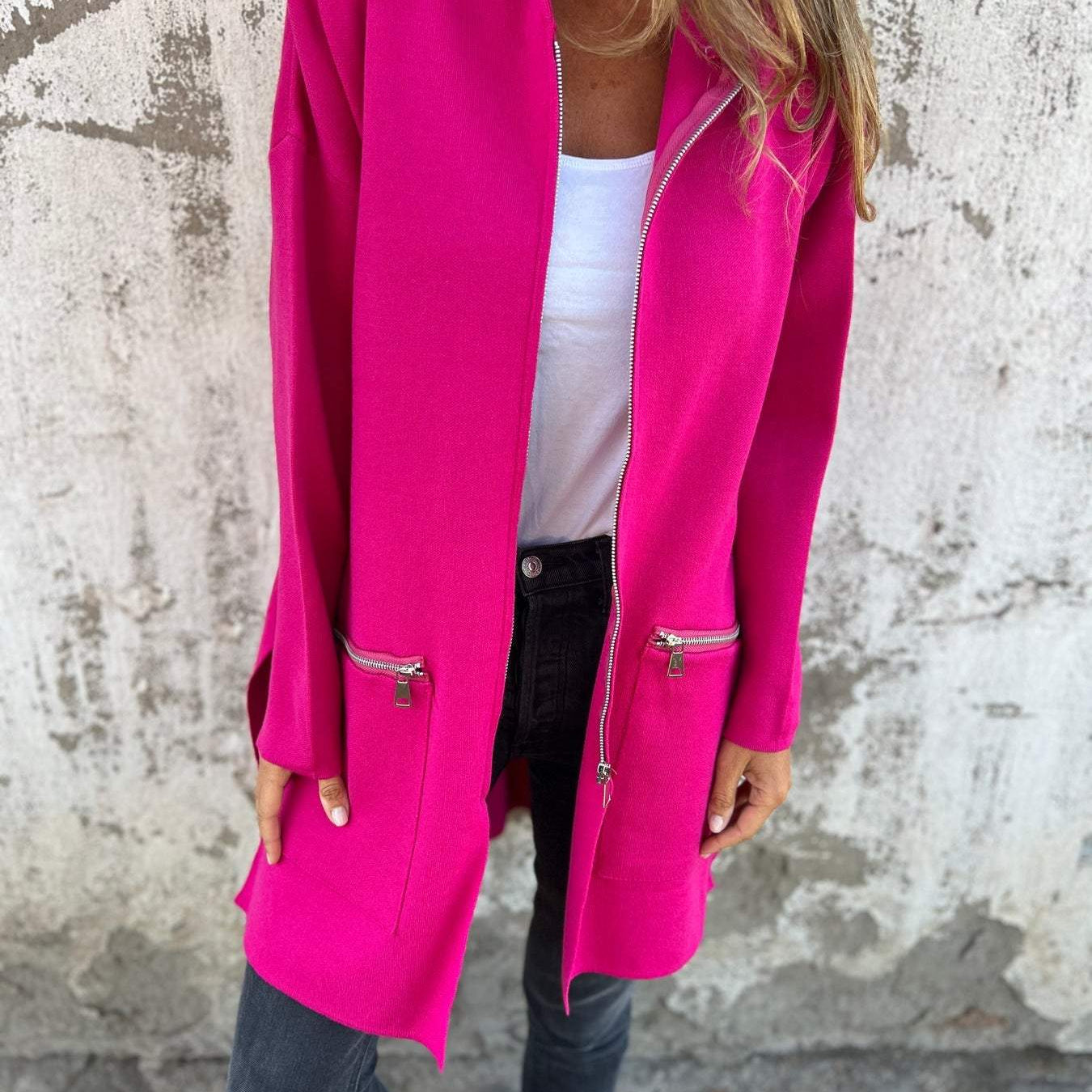 Cornelia™ | Lång kofta med dragkedja