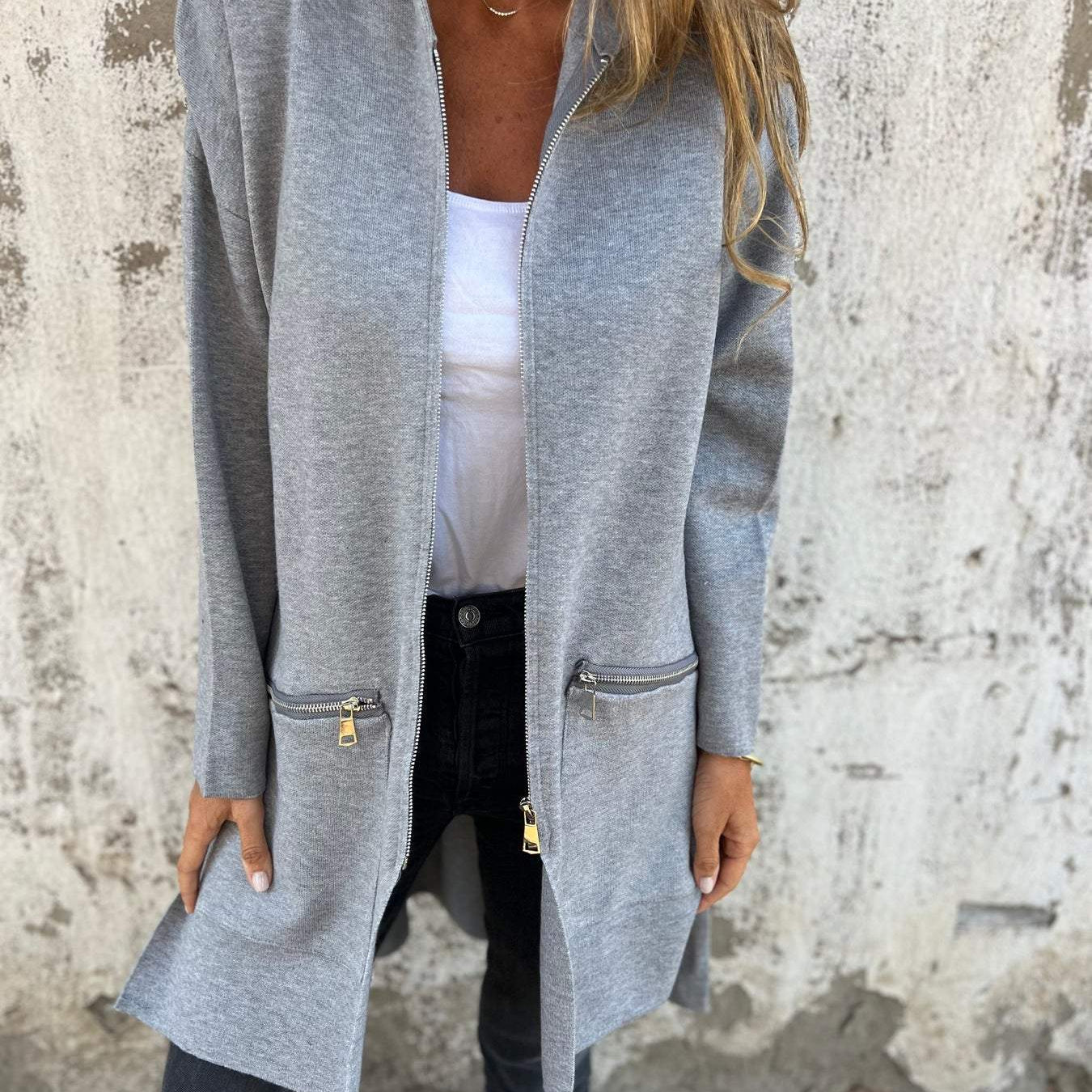 Cornelia™ | Lång kofta med dragkedja