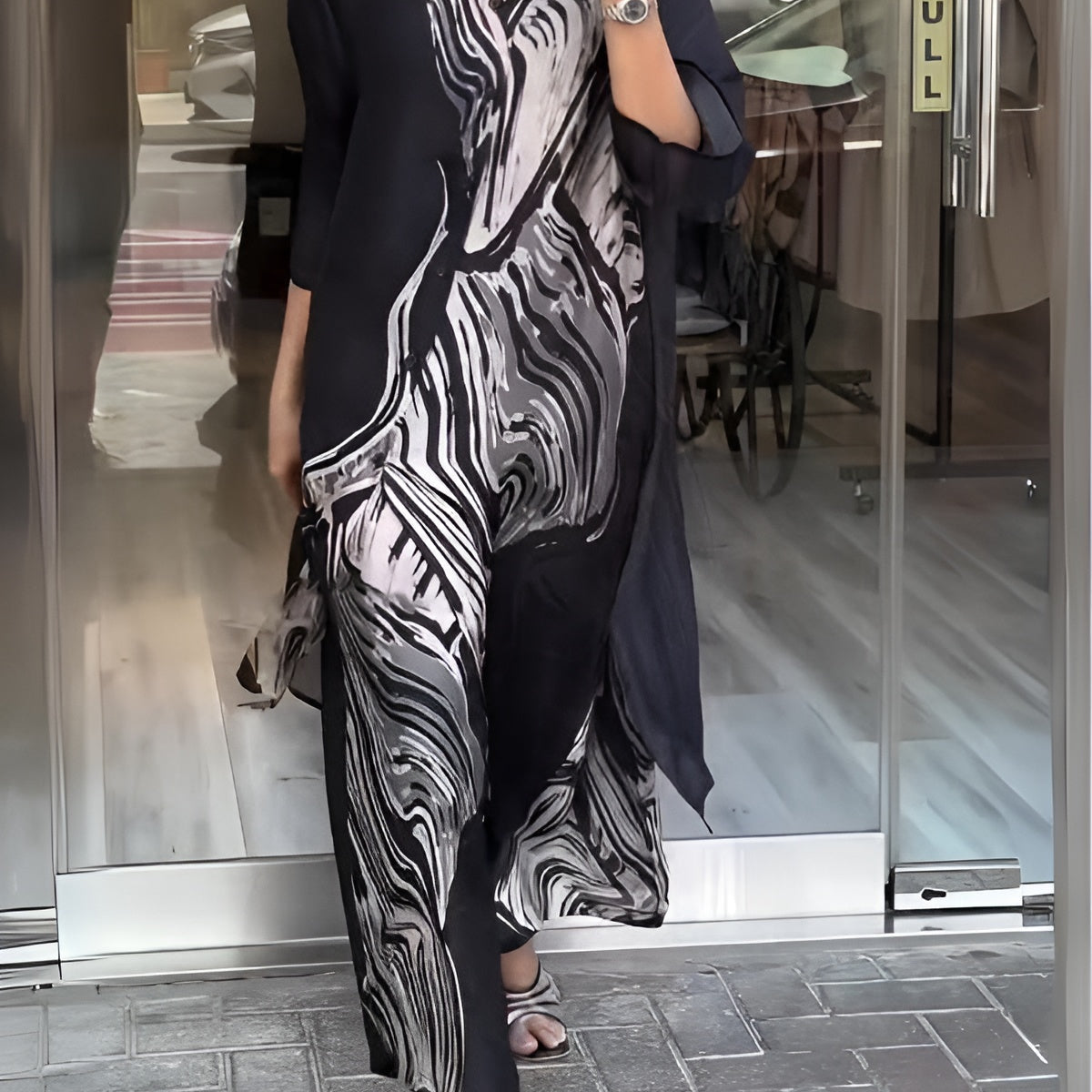 Åsa™ | Lapel Button Print Svart Set